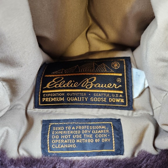 Vintage Eddie Bauer Hat Cap Fitted Mens Large Tan Goose Down Fur Earflap 80s - Picture 6 of 7